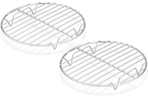 TeamFar Round Cooling Rack Set of 2, 7½ Inch Round Baking Steaming Roasting Rack Set Stainless Steel, Healthy & Dishwasher Sa
