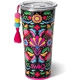 Swig Life 22oz Insulated Tumbler, Travel Coffee Tumbler with Lid, Cup Holder Friendly Travel Coffee Mug, Stainless Steel (Caliente)