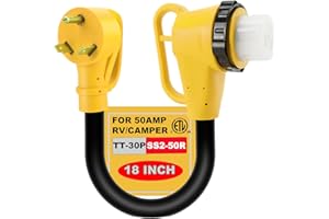CordmitPro 30 Amp to 50 Amp RV Adapter with Twist Lock for 30 Amp RV Extension Cord and Generator, NEMA TT-30P to NEMA SS2-50R Dogbone Electrical Power Adapter with Upgraded Handle, ETL Listed