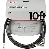Fender Professional Series Instrument Cable, Guitar Cable, Guitar Accessories, Straight/Angle, Black, 10ft