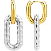 ChomelKevin 14K Gold Plated Geometric Irregular Drop or Hoop Earrings Lightweight Hypoallergenic Fashion Jewelry Gift for Women & Teens Folded tape