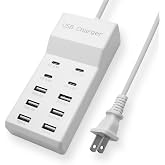 Multiple USB Charging Station for Multiple Devices USB Power Strip | 10 port USB charging block with 4 USB C and 6 USB A charging ports,USB Charging Hub for home office use