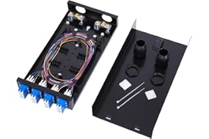 VFLTOOL 12 Duplex 24 Port LC-OS1 Box+ SingleMode Cables Wall Mount Fiber Enclosure with Spool LC-UPC Kit (Include a 1 Meter 24 Strand LC-SM Pigtail and 12 Port Duplex LGX Loaded Panel