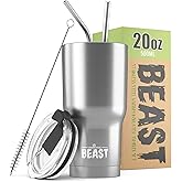 Beast 20 oz Tumbler Stainless Steel Vacuum Insulated Coffee Ice Cup Double Wall Travel Flask (Stainless Steel)
