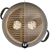Prime Home Direct Bamboo Steamer Silicone Liners 12-Inch | 6 Count | BPA Free | Reusable & Non Stick for Air Fryer, Dumpling Food Steam Pot & Dim Sum Steaming | Round Mesh Parchment Baking Sheet Paper