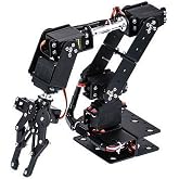 6DOF Robot Mechanical Arm Kit, Programming Robotic Clamp Hand Claw with 6 Servo Motors, 180 Degree Angle Manipulator Industrial Robot Parts for College Teaching