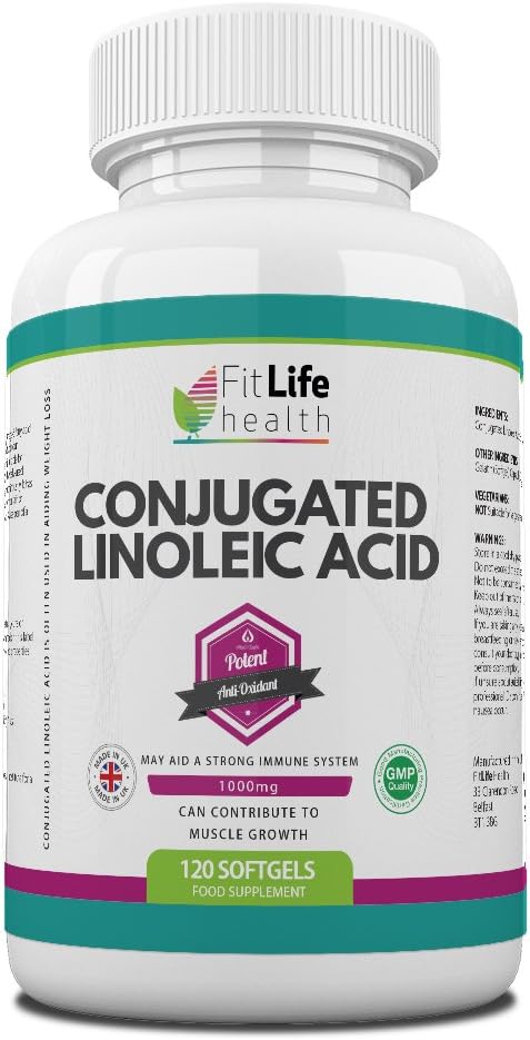 Conjugated Linoleic Acid 1000mg by Fit Life Health - 120 Softgels - Natural Weight Loss Supplement - Reduces Fat and Improves Muscle Tone - Made in UK