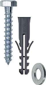 1STec 6 x M10 x 50mm Galvanised Anchor Nylon Mungo Wall Plug Kit + 13mm Hex Bolt view 4