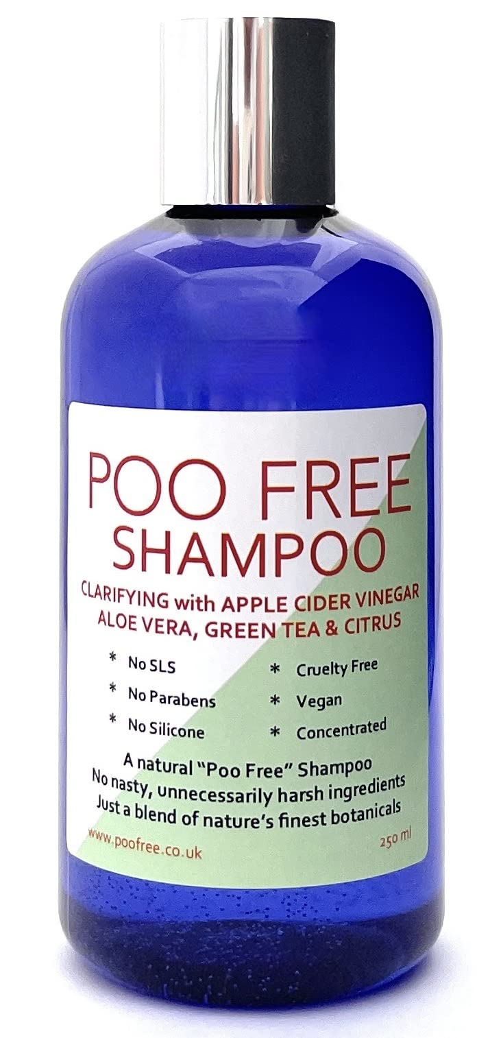 POO FREE Clarifying Shampoo – 99% Natural-Origin Scalp Vitality Wash – Concentrated Apple Cider Vinegar & Green Tea – pH Balanced for Sensitive Skin – 250ml