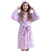 V.&amp;GRIN Girls Fleece Hooded Robe, Soft Unicorn Bathrobe for Kids 5-14 Years | Plush fleece with pockets &amp; belt, Great gift Cozy Sleepwear for growing girls, Oeko-Tex certified Machine washable