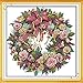Joy Sunday A Wreath of Roses Counted Cross Stitch Kits,Cross-Stitch White Blank Fabric DIY DMC Embroidery Kit 14 Count 18''x18''