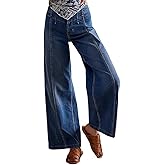 LifeShe Women's Flare Bell Bottom Jeans High Waisted Bootcut Jeans Baggy Stretchy Wide Leg Denim Pants