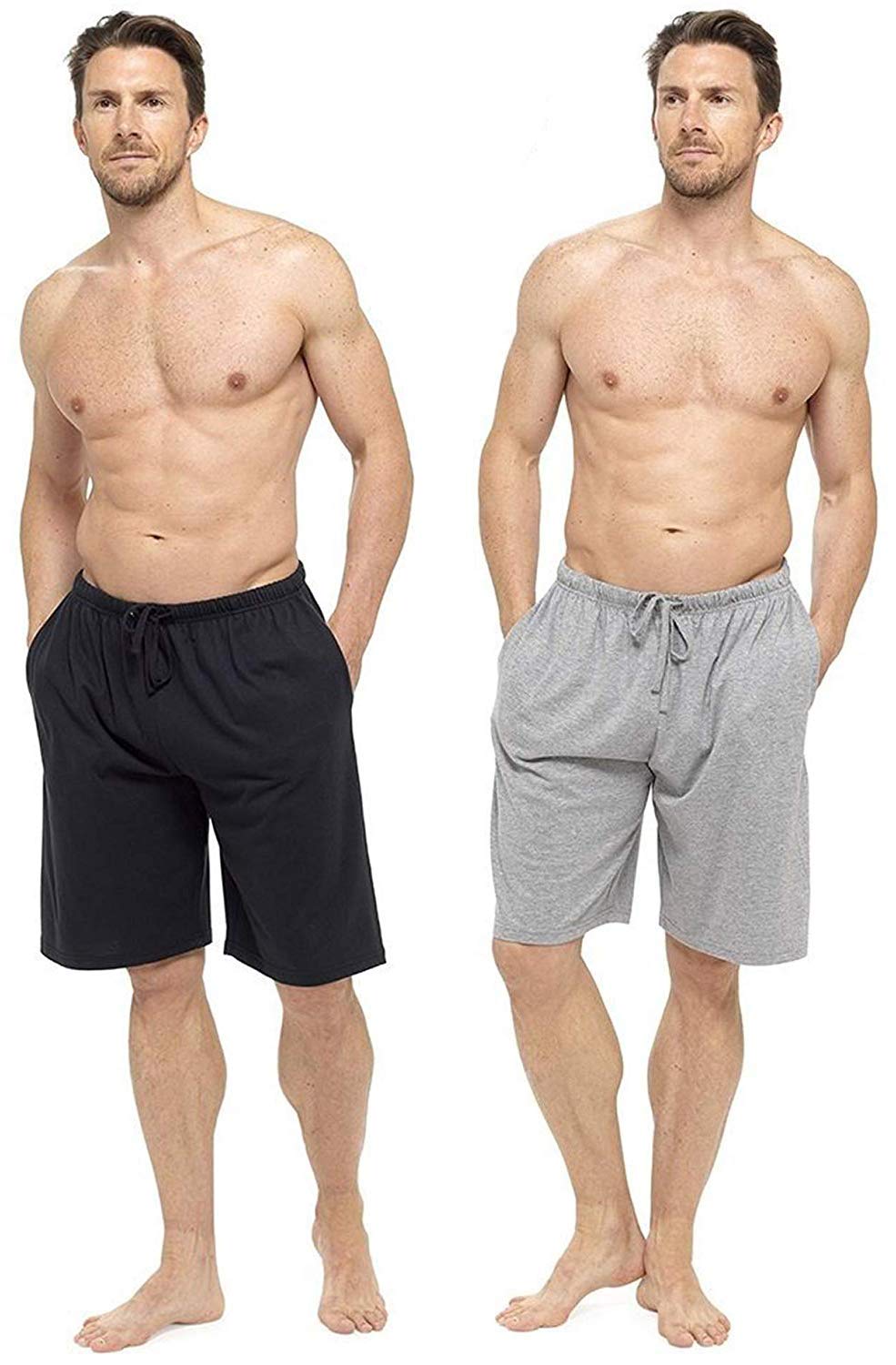 CityComfort Mens Pyjama Shorts - Comfy Lounge Shorts with Pockets Pack of 2OEKO-TEX STANDARD 100