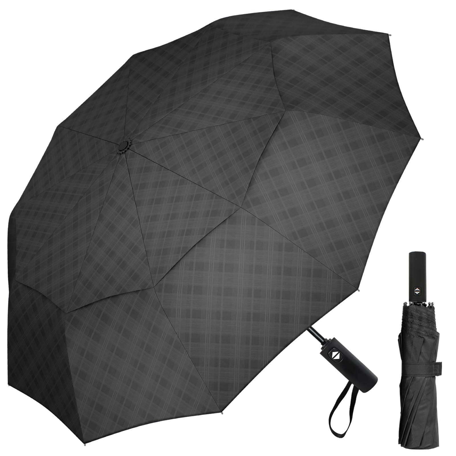 Photo 1 of Satol 46/54/62 Inch Large Golf Umbrella, Windproof 10 Ribs Automatic Open/Close Oversize Double Canopy Vented Portable Folding Travel Umbrellas, UPF 50+ Sun & Rain Compact Umbrellas for Outdoor