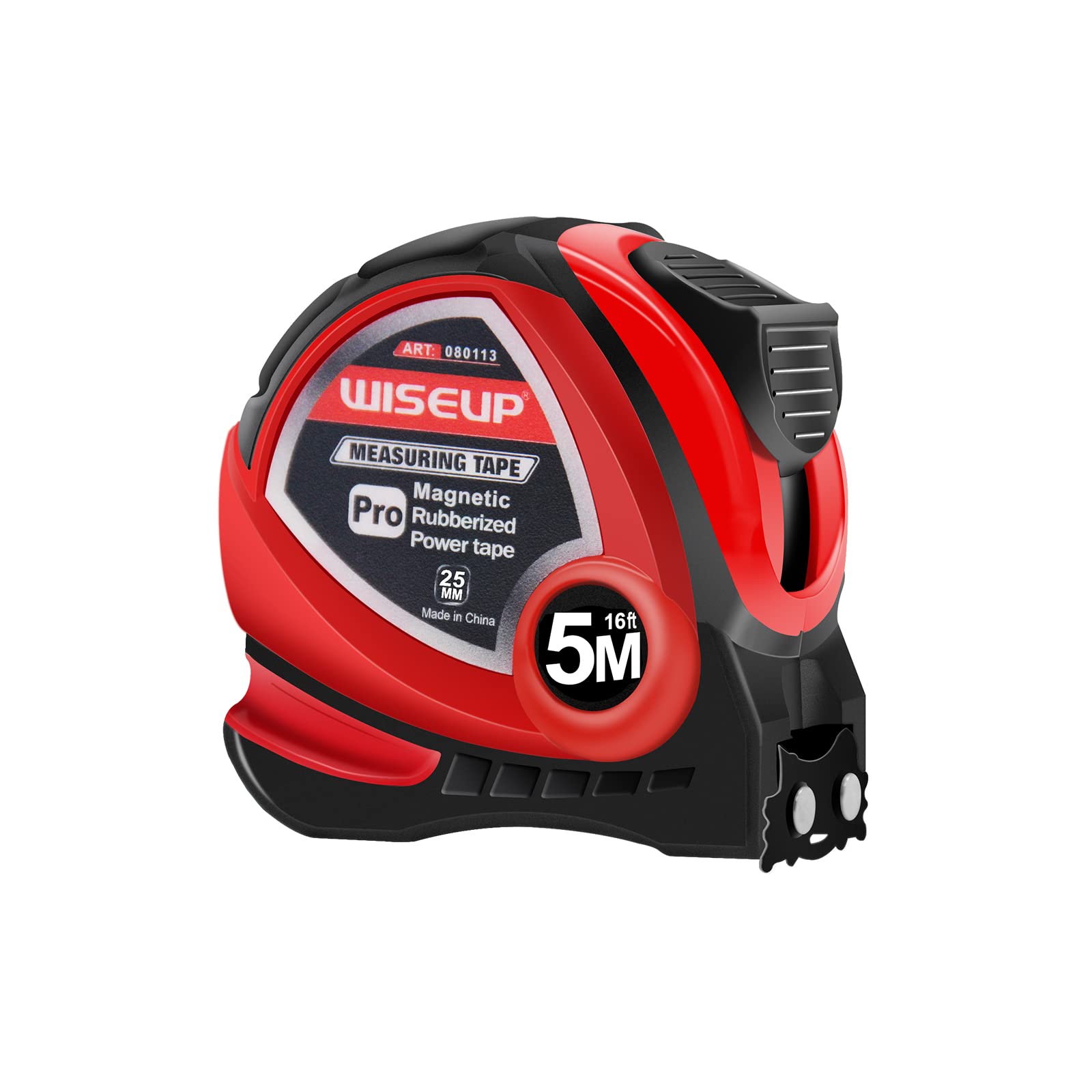 WISEUP Tape Measure, Measuring Tape 5m, Imperial Metric Tape Measure, Self-locking Measurement Tape, Shock Resistant ABS housing, magnetic tape measure with Belt Clip