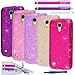 Eco-Fused Case Bundle for Samsung Galaxy S4 Mini (I9195) Including 5 Bling Glitter Covers / 4 Stylus Pens / 2 Screen Protectors/Opening Tool/Microfiber Cleaning Cloth Included