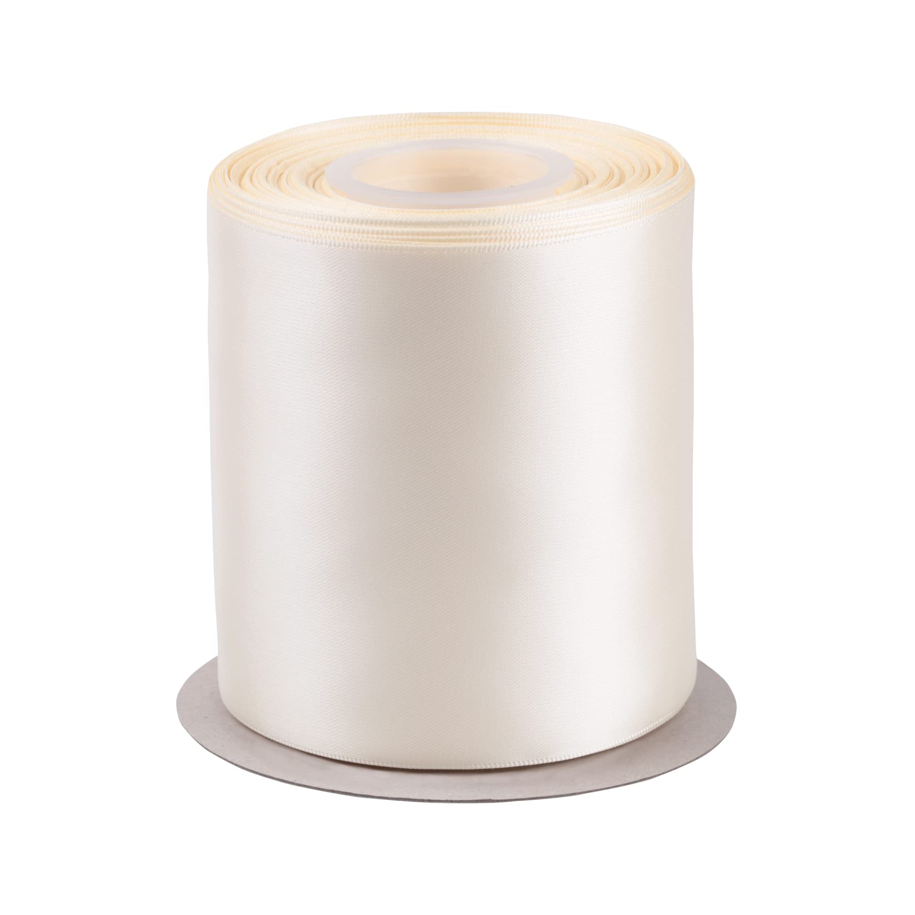 Fondersy 100mm X 22M Double Faced Satin Ribbon Ivory Polyester Ribbon for Gift Wrapping Wedding Decoration Floral Arrangement Crafts