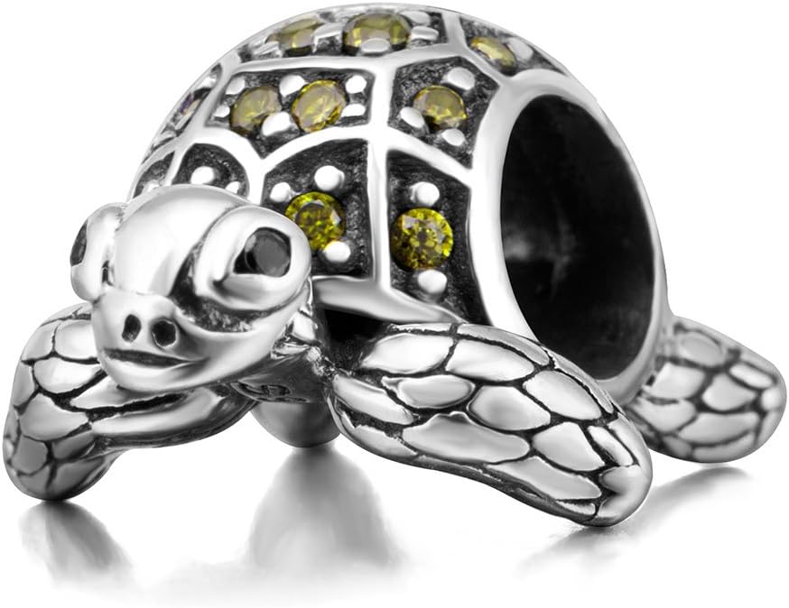 Sea Turtle Charm 925 Sterling Silver Tortoise Charm Animal Charm Lucky Charm for DIY Charms Bracelet (B)