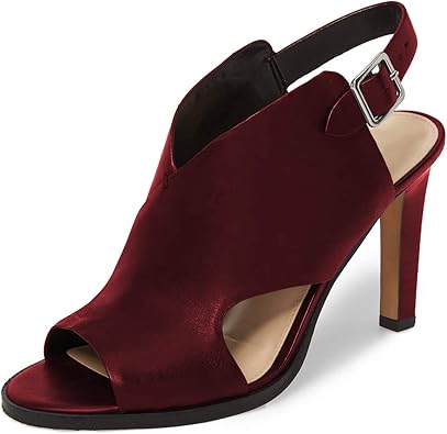 Amazon.com | NUYG Women Peep Toe Pumps Chunky High Heeled Ankle Strap Slingback Sandals Cutout 