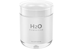 SmartDevil Small Humidifier, 500ml Portable Mini Plant Humidifier, USB Personal Desk Humidifier for Bedroom, Office, Travel with Night Light, Auto Shut-Off, Super Quiet, White