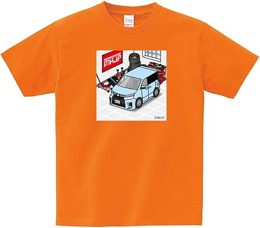 Amazon Mkjp カーtシャツ トヨタ ヴォクシー Zrr80 ガレージデザイン 車 水色 生地 オレンジ Xl Tシャツ カットソー 車 バイク