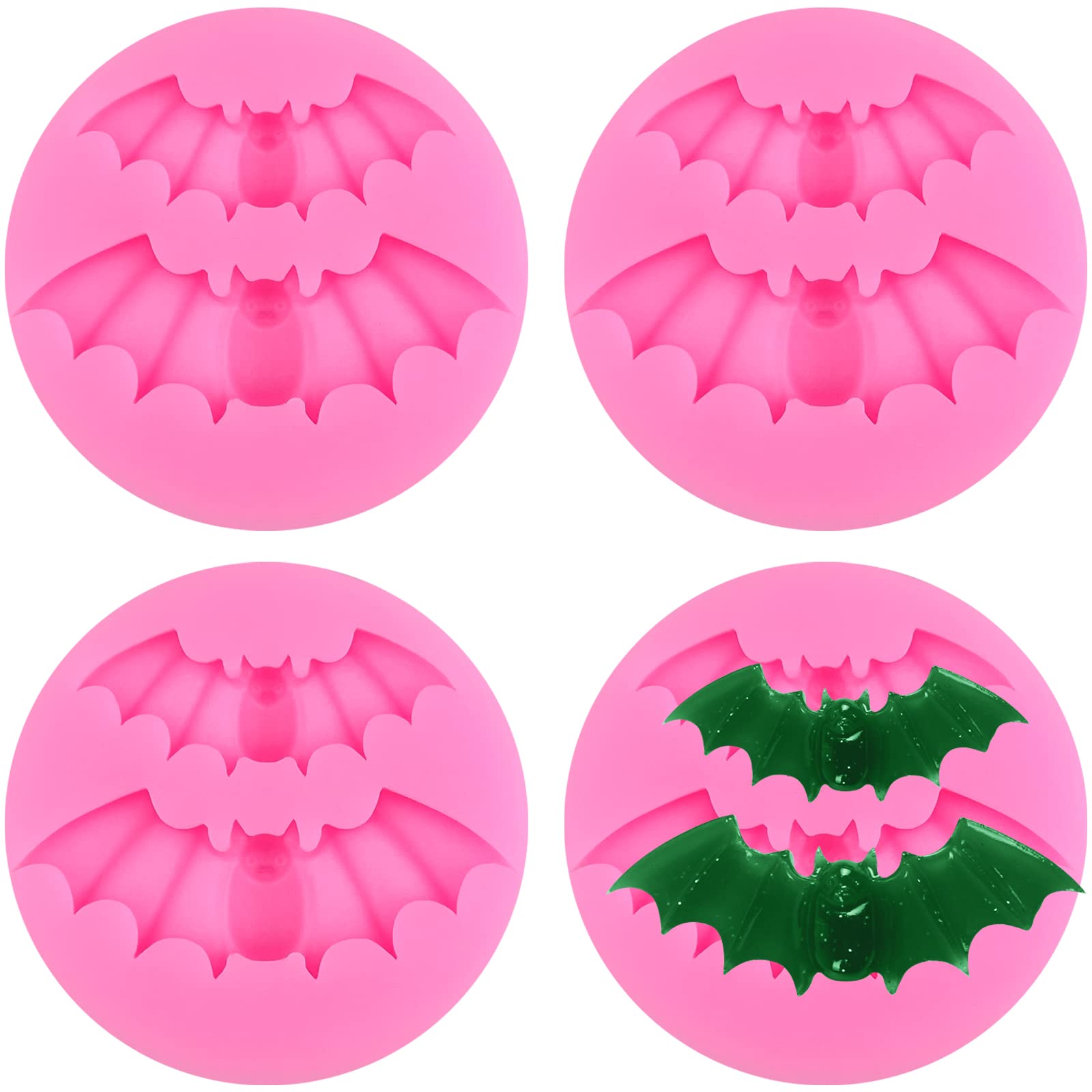 4 Pcs Halloween Bat Silicone Fondant Molds Decorative Cake Mold Halloween Chocolate Molds Fondant Baking Mold Jelly Pudding Mold for Sugar Craft Cake Decoration