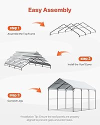 VEVOR Heavy Duty Metal Carport, 10' x 15' Outdoor