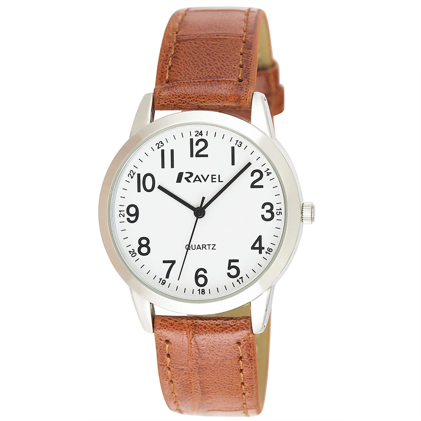 Ravel - Womens Everyday Quartz Watch with Dotted Minute Track (27mm case) - R0132.24.2 - Brown/Silver Tone