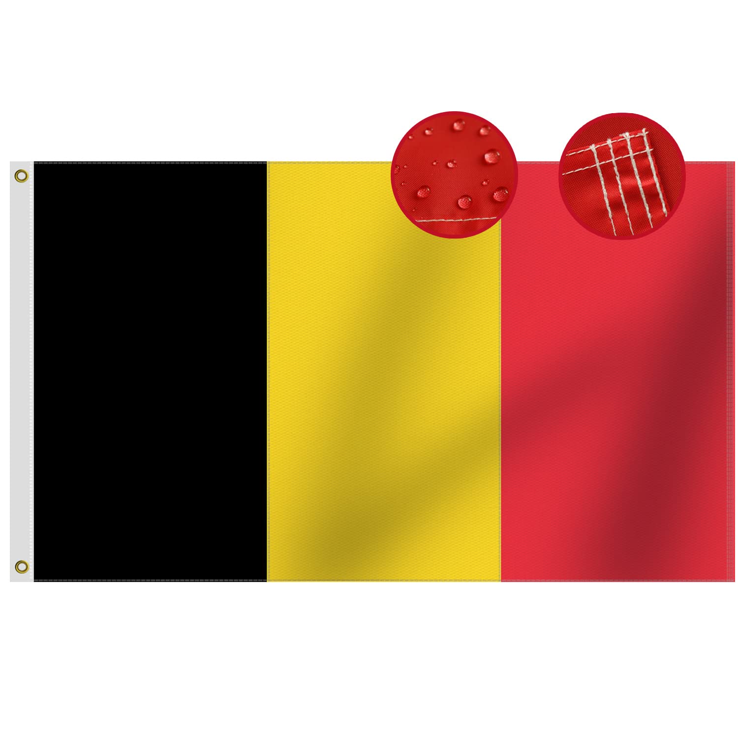 Omnisexual Heavy Duty Belgium Flag 3x5 Ft, Longest Lasting Sewn Stripes Oxford Nylon 210D | Quadruple Stitched Fly Ends | Vivid Colors and Fade Proof Outdoor Premium Belgian National Flags 150x90cm