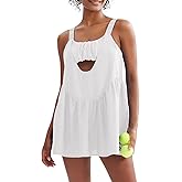 Sexyasasii Women Tennis Dress with Built in Shorts and Bra White