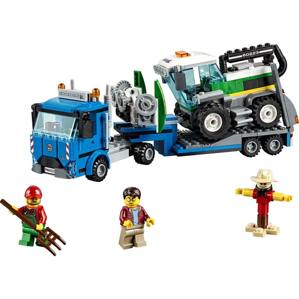 City Great Vehicles Juego de construcción de transporte de cosechadoras, camiones de juguete y minifiguras, juguetes de granja para niños