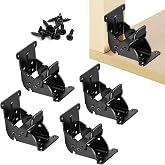 YDAJIURI Folding Brackets 4 Pack, Heavy-Duty Self-Locking Hinges with Screws, Foldable Lock Extension Support Brackets for Table Legs, Bed Legs, Workbenches &ndash; Black