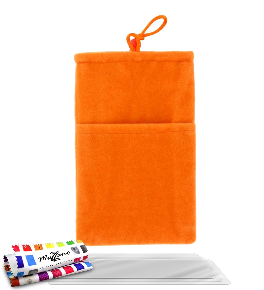 MUZZANO Original Cocoon Pouch with 3 Ultra Clear Screen Protective Films for Asus 5-Inch Zenfone 2 Laser/ZE500KL - Orange