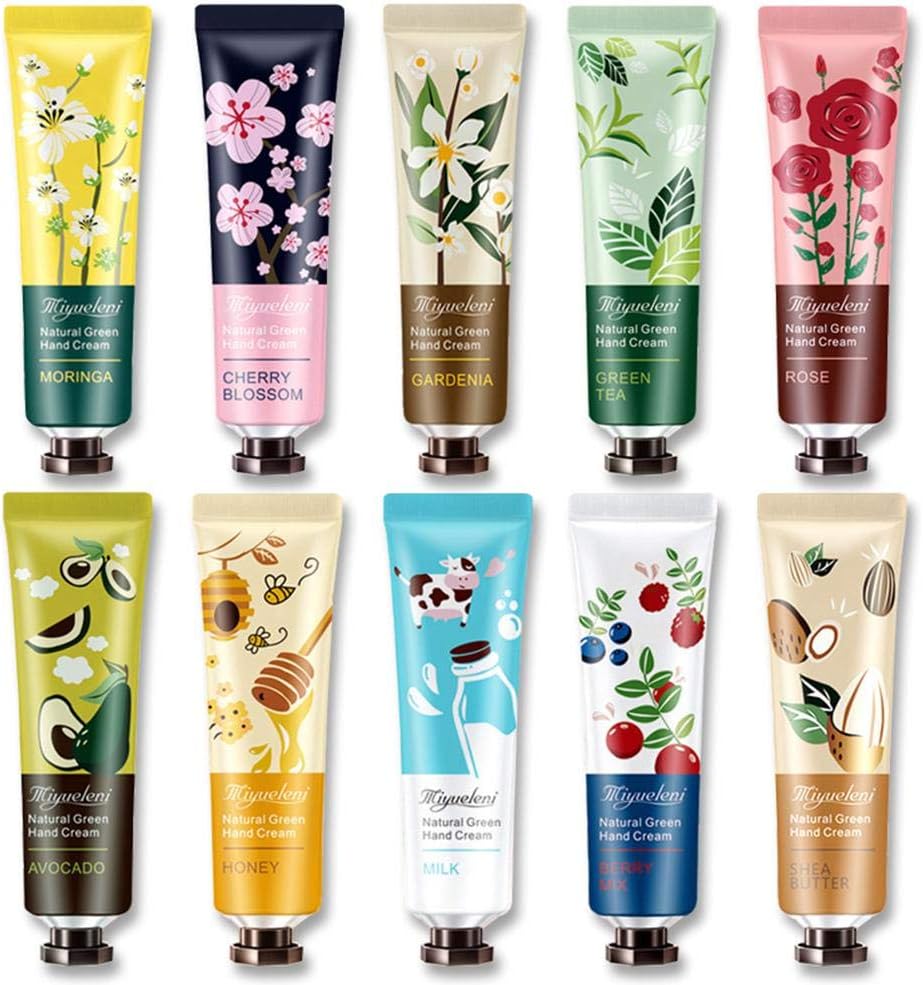 Glossrise 10 PCS Fruits Extract Fragrance Hand Cream,Moisturizing Hand Care Cream Travel Gift Set, Mini Hand Balm, Daily Moisturising Hand Cream Working Hands, Deeply Hydrating 30ml