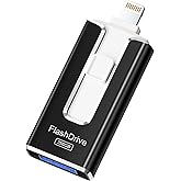 MFi Certified 256GB Flash Drive for iPhone iPad, Photo Stick for External Memory Storage, Easily Back Up and Save Photos Videos, USB Memory Stick Thumb Drive for iPhone/iPad/Android/PC (Black, 256GB)