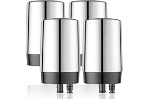 LOTVOSA Faucet Water Filter Replacement for Brita®: Sink Filter Cartridge Compatible with Brita® Faucet Mount Water Filtration System for Tap Water - Chrome (Chrome-4Packs)