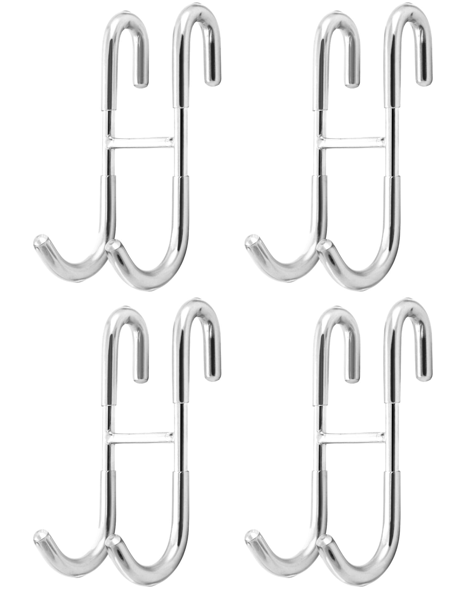 QWORK® 4 Pack Shower Door Hooks, Towel Hanging Bath Towels Shower Hooks for Bathroom Glass Door 304 Stainless Steel
