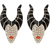 Witch Earrings for Women, Black Horn Witch Stud Earrings for Womens, Halloween Witch Head Earring Hypoallergenic, Cubic Zirconia Lip Kiss Ear Studs, Halloween Jewelry