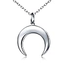 S925 Sterling Silver Half Moon Crescent Pendant Necklace for Women Mother 18"