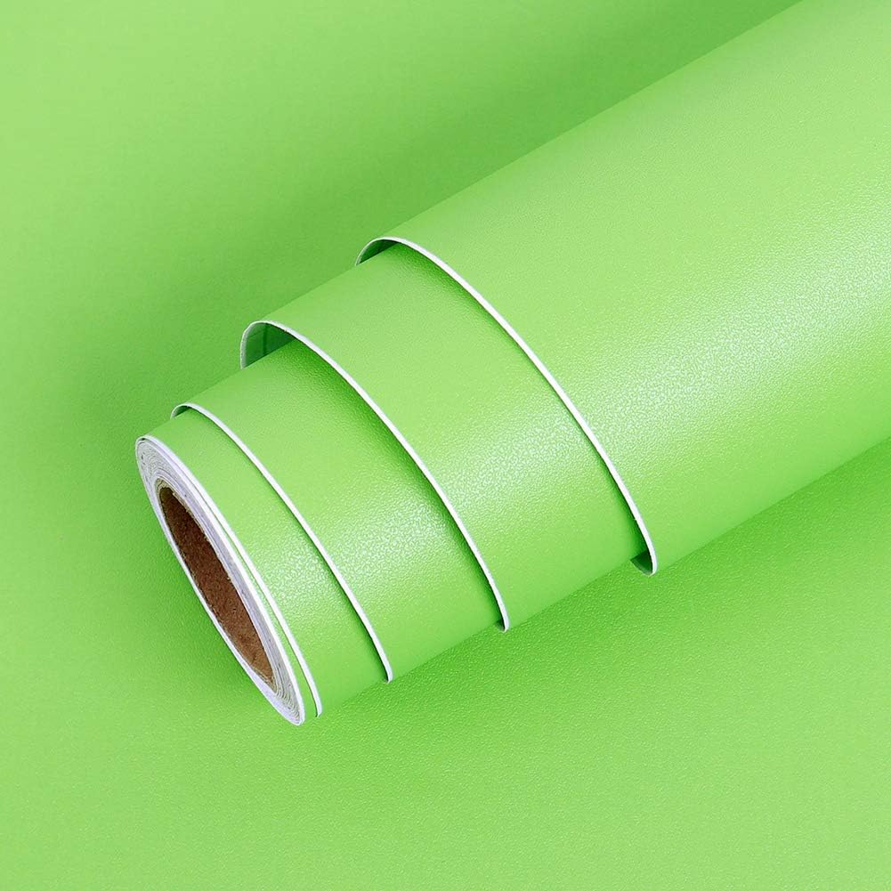 LACHEERY Lime Green Contact Paper Textured Solid Color Matte Green Peel and Stick Wallpaper Removable Self Adhesive Wall Paper for Cabinets Shelves Furniture DIY Crafts Home Vinyl Wrap 15.8"x160"