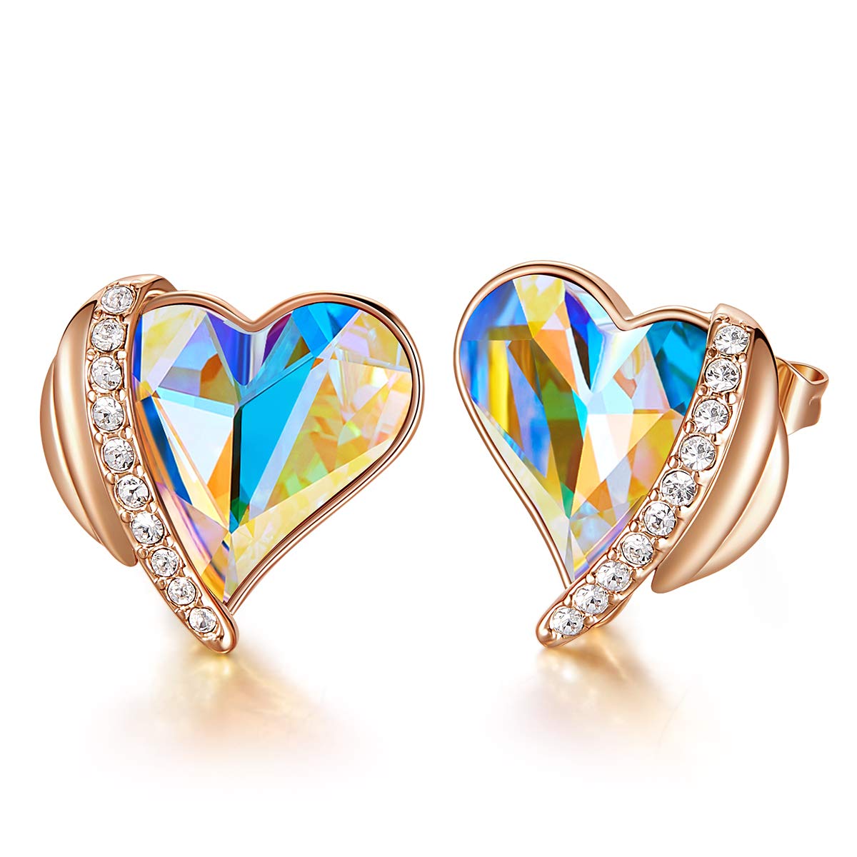 CDE Earrings for Women Heart Stud Earrings Jewellery Valentines Christmas Wedding Anniversary Birthday Mother's Day Jewelry Gifts for Her Wife Girlfriend Mum — image 1