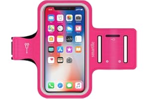 Smartlle Arm Phone Holder for Running, Universal Cellphone Armband for iPhone 15 14 13 12 11 Pro/XR/XS/X/SE/8/7/6s/6, Up to 6.1’’, for Gym, Sports, Workout-Pink