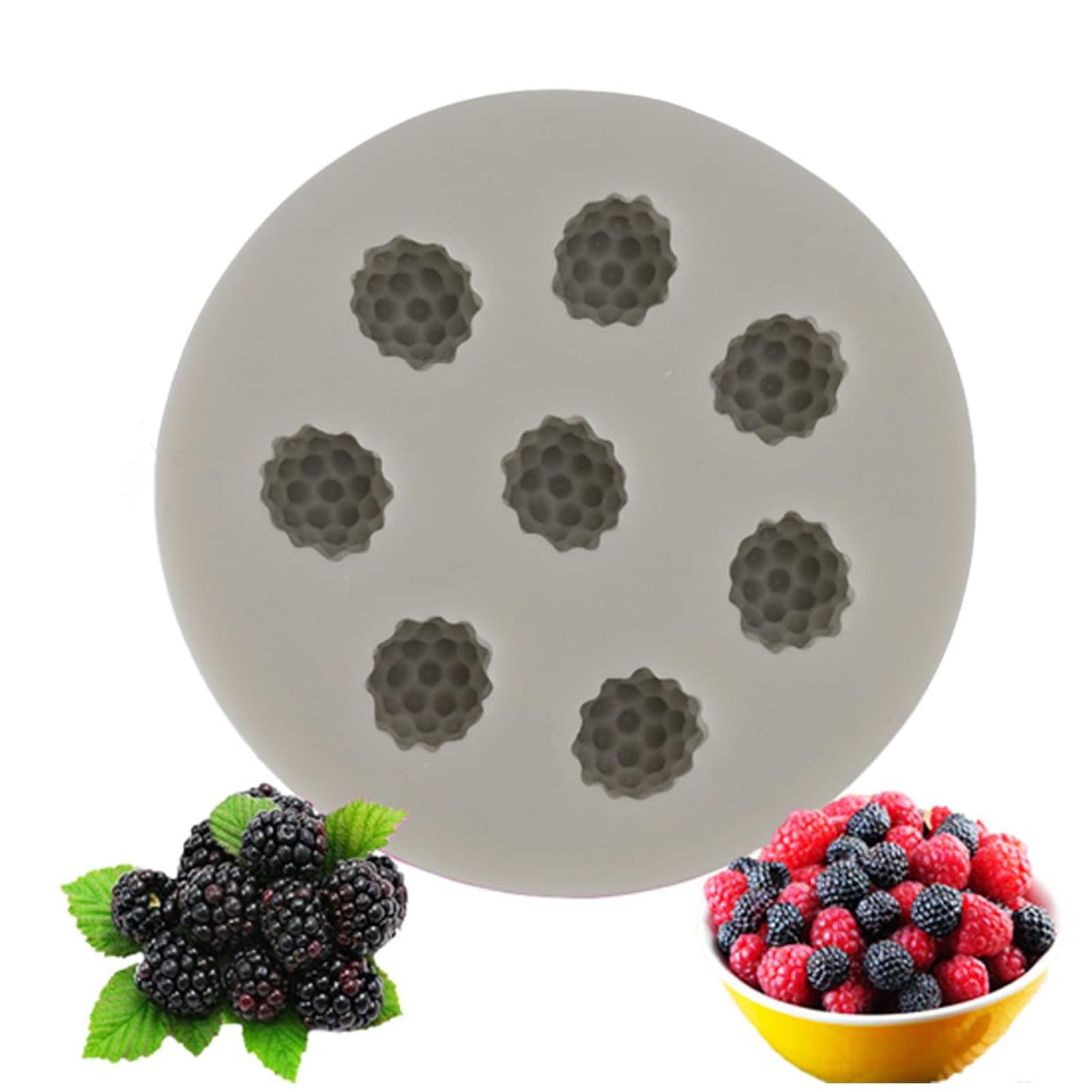 3Pcs Silicone Mold Raspberry Shape, Gum Paste Chocolate Candy Mold Cake Cupcake Decorating Tools with Soft Grey Baking Mold Easy Demoulding for Family Restaurant DIY Topping
