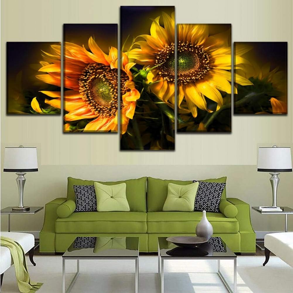 KGKBH 5 Canvas paintings Canvas Wall Art Pictures 5 Pieces Beautiful Sunflower Abstract Paintings Home Decor For Living Room HD Prints Posters