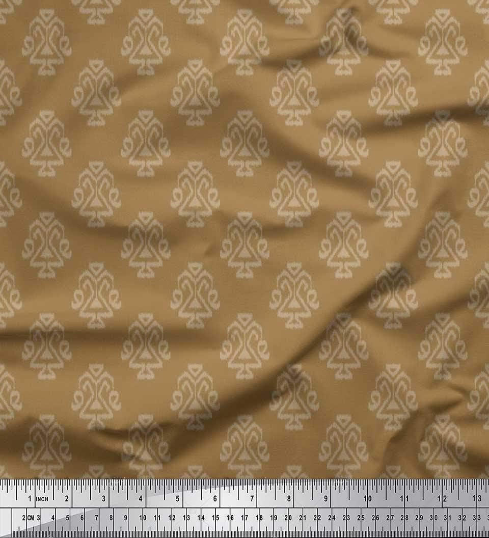 Soimoi Brown Velvet Fabric Tribal Ikat Print Fabric by the metre 58 Inch Wide