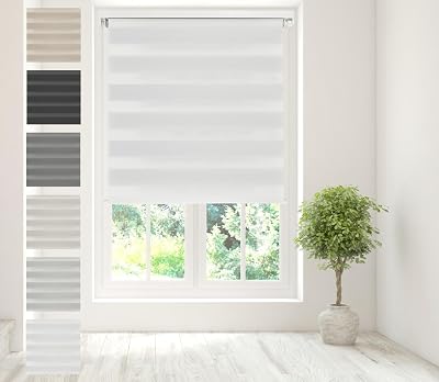 Caecus Day Night Zebra Roller Blind White 240cm x 160cm