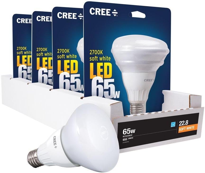 (4 Pack) Cree Dimmable LED BR30 Flood 65W Replacement Can Light Bulb in