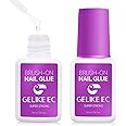 Gelike EC 2PCS Strong Adhesive Nail Glue - Brush On Nail Glue for Acrylic Nails Tips, Press On Nails, Super Durable & Long-Lasting for Broken Nail, False Nail Tips, Nail Salon