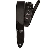PRS Guitars Premium Leather 2" Strap Embroidered Birds, Black (ACC-3166)