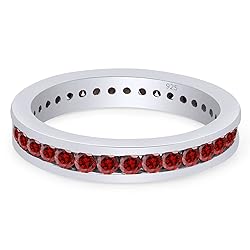 AFFY Round Shape Simulated Garnet Full Eternity